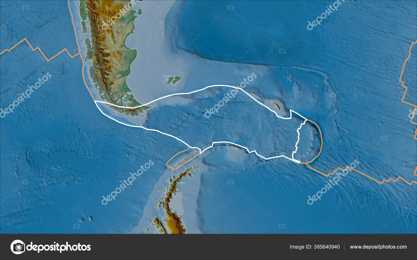 Outlined Scotia Tectonic Plate Borders Adjacent Plates Relief Map Van Stock Photo by ©Yarr65
