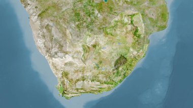 Uydudaki Güney Afrika bölgesi stereografik projeksiyondaki bir harita - raster katmanlarının ham bileşimi