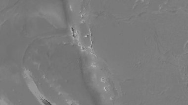 Stereografik projeksiyondaki gri ölçekli yükseklik haritasında Vanuatu alanı - raster katmanlarının ham bileşimi