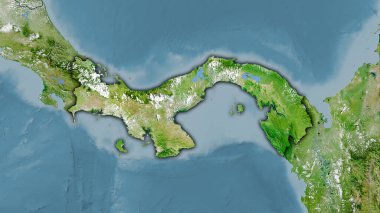 Uyduda panama alanı stereografik projeksiyondaki bir harita - koyu parlak çizgili raster tabakalarının ham bileşimi