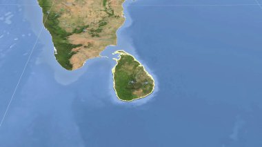 Sri Lanka ve mahallesi. Uzak eğimli perspektif - şekil çizilmiş. uydu resimleri