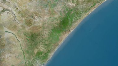 Jubbada Hoose, Somali bölgesi. Uydu görüntüleri. Ülke alanına göre şekillendirilmiş. 3B görüntüleme