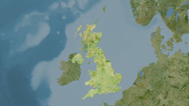 Uyduda Birleşik Krallık bölgesi stereografik projeksiyonda bir harita - raster katmanlarının ham bileşimi