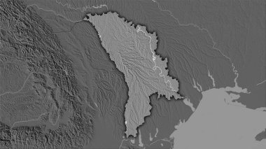 Stereografik projeksiyondaki bilek yüksekliği haritasında Moldova alanı - koyu parlak çizgili raster tabakalarının ham bileşimi