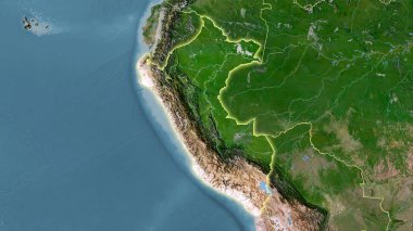 Stereografik projeksiyondaki C uydusundaki Peru bölgesi - ışık saçan ana hatlı raster katmanlarının ham bileşimi