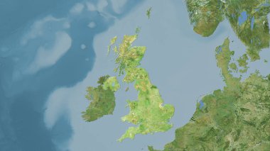 Stereografik projeksiyondaki D uydusu üzerinde Birleşik Krallık bölgesi - raster katmanlarının ham bileşimi