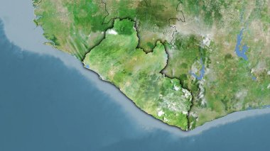 Stereografik projeksiyondaki Liberya bölgesi D haritasında - koyu parlak çizgili raster tabakalarının ham bileşimi