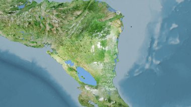 Uydu D haritasında, stereografik projeksiyondaki Nikaragua alanı - raster katmanlarının ham bileşimi