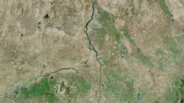 Beyaz Nil, Sudan eyaleti. Uydu görüntüleri. Ülke alanına göre şekillendirilmiş. 3B görüntüleme