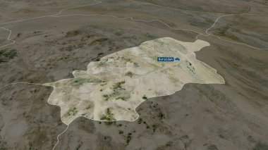 Al Quassim - Suudi Arabistan bölgesi sermaye ile yakınlaştırıldı ve vurgulandı. Uydu görüntüleri. 3B görüntüleme