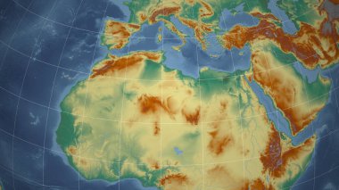 Libya. Mahalle - dış hatları olmayan uzak perspektif. topografik yardım haritası