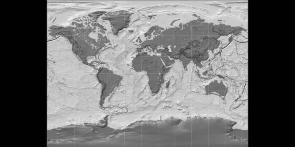 Mappa Del Mondo Nella Proiezione Cilindrica Miller Centrata Longitudine Est — Foto Stock