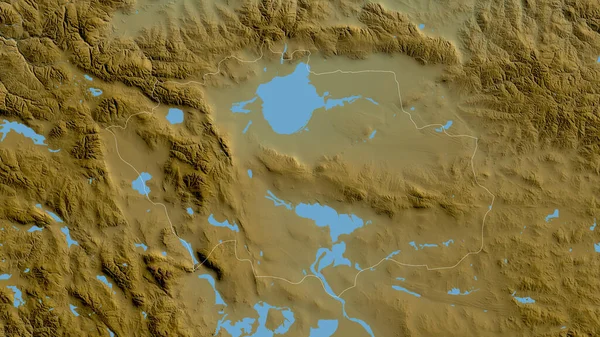 Uvs Provincie Mongolië Gekleurde Schaduwgegevens Met Meren Rivieren Vorm Geschetst — Stockfoto