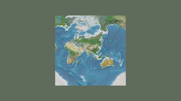 Square Frame Large Scale Map World Oblique Van Der Grinten — Stock Photo, Image