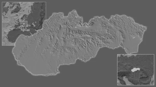 Slovakya Bölgedeki Konumuna Geniş Çaplı Bir Dünya Haritasının Merkezine Yakın — Stok fotoğraf