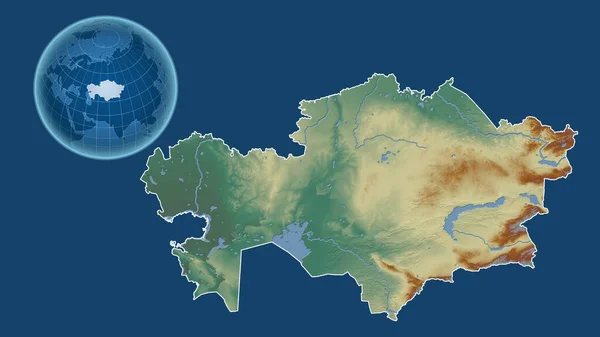 Kazakhstan Globe Avec Forme Pays Contre Carte Zoomée Avec Son — Photo