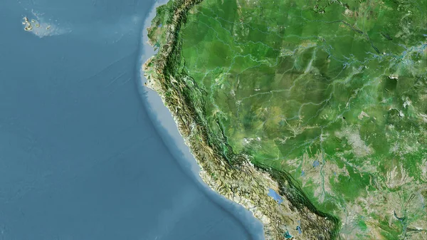 Περιοχή Του Περού Στον Δορυφορικό Χάρτη Στη Στερεογραφική Προβολή Ακατέργαστη — Φωτογραφία Αρχείου