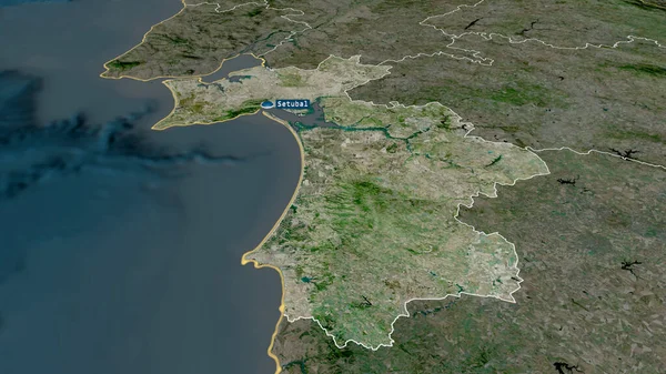 Bosättningsdistriktet Portugal Zoomade Och Belystes Med Kapital Satellitbilder Rendering — Stockfoto