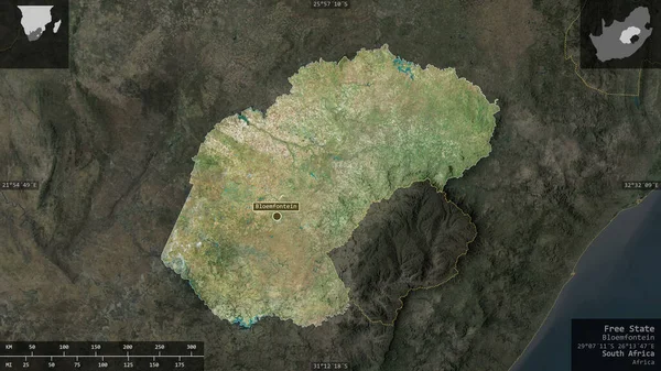 Free State Province South Africa Satellite Imagery Shape Presented Its — Stock Photo, Image