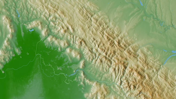 Transcarpathia Region Ukraine Colored Shader Data Lakes Rivers Shape Outlined — Stock Photo, Image