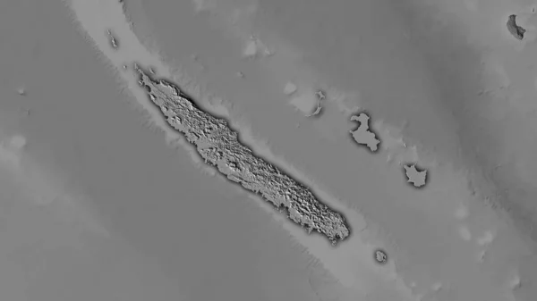 Νέα Καληδονία Στον Υψομετρικό Χάρτη Του Bilevel Στην Στερεογραφική Προβολή — Φωτογραφία Αρχείου