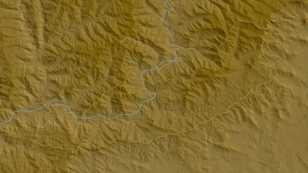 Qachas Nek Lesotho Distriktet Färgade Skuggdata Med Sjöar Och Floder — Stockfoto