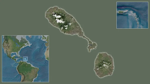 Крупный План Сент Китс Невис Расположение Регионе Центре Крупномасштабной Карты — стоковое фото