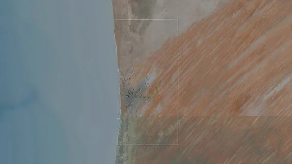 Nouakchott Bezirk Von Mauretanien Satellitenbilder Umrissen Gegen Das Land Rendering — Stockfoto