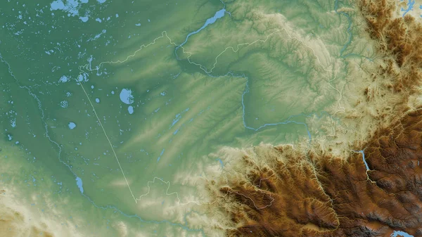 Altay Territory Russia Colored Relief Lakes Rivers Shape Outlined Its — Stock Photo, Image