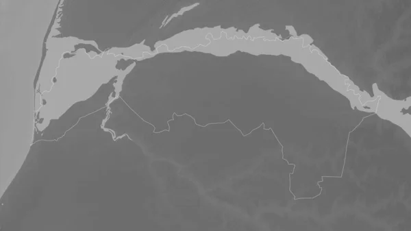 サンルイ セネガルの地域 湖や川とグレースケールの地図 形状は その国の領域に対して概説 3Dレンダリング — ストック写真