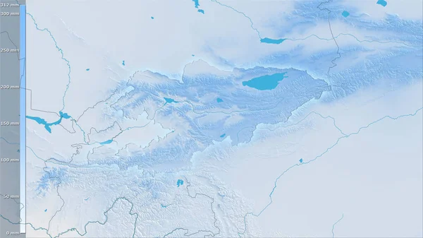 Précipitation Quart Chaud Dans Région Kirghizistan Dans Projection Stéréographique Avec — Photo