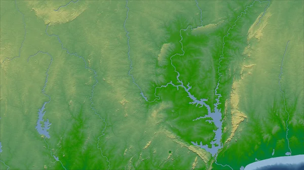 Togo Zbliżenie Perspektywy Kraju Bez Zarysu Kolor Mapa Fizyczna — Zdjęcie stockowe