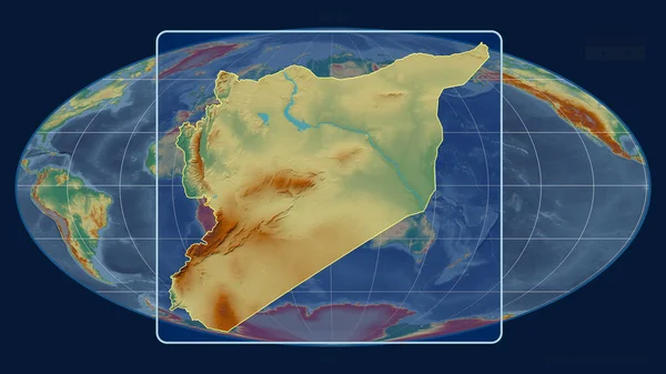 Közelíts Szíriára Vázold Fel Perspektívákat Mollweide Projekció Globális Térképével Szemben — Stock Fotó