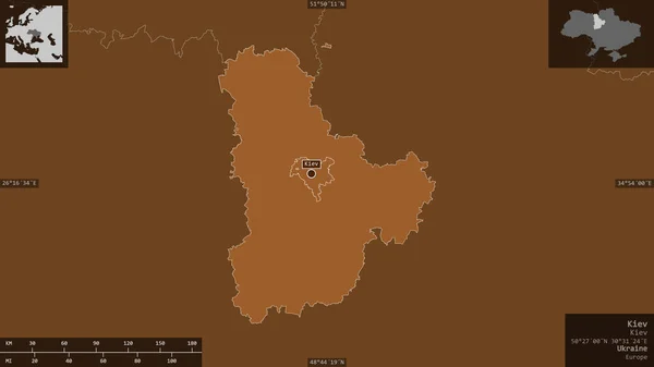 キエフ ウクライナの地域 湖や川でパターン化された固体 有益なオーバーレイとその国の領域に対して提示形状 3Dレンダリング — ストック写真