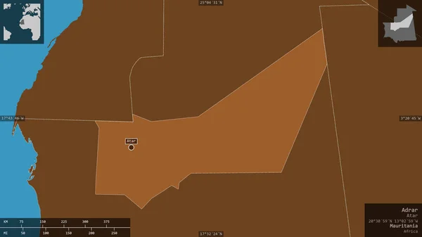 Adrar Región Mauritania Sólidos Modelados Con Lagos Ríos Forma Presentada —  Fotos de Stock