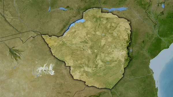 Zimbabué Área Mapa Satélite Projeção Estereográfica Composição Bruta Camadas Raster — Fotografia de Stock