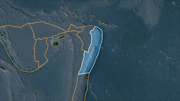 Placa Tectónica Tonga Delineada Mapa Satélite Separada Por Desaturación Sus — Foto de Stock
