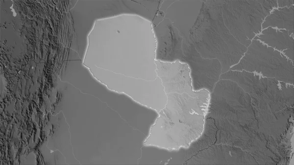 Paraguay Mapa Elevación Escala Grises Proyección Estereográfica Composición Cruda Capas — Foto de Stock