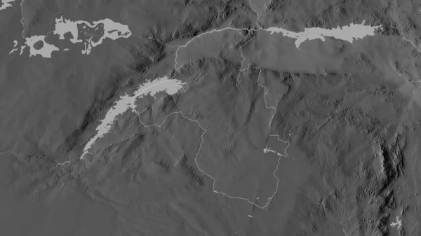 ジンバブエのマショナランド西部 湖や川とグレースケールの地図 形状は その国の領域に対して概説 3Dレンダリング — ストック写真