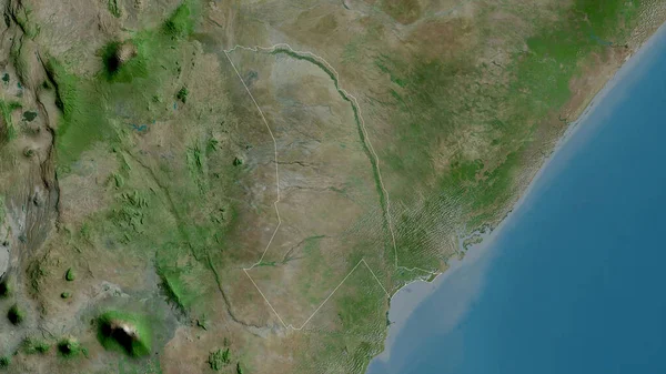 肯尼亚Tana River县 卫星图像 形状与它的国家相对应 3D渲染 — 图库照片