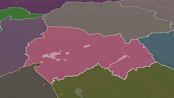 Новосибирск Регион России Увеличен Выделен Цветная Карта Административного Деления Рендеринг — стоковое фото