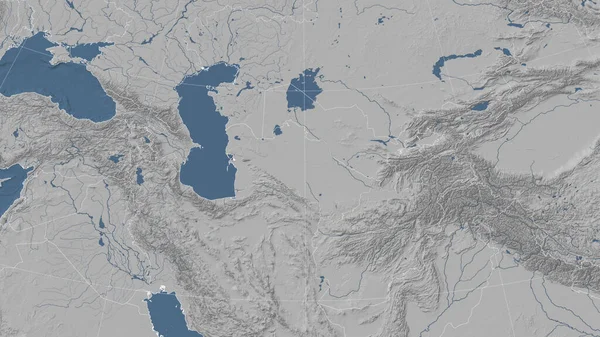 Turquemenistão Sua Vizinhança Perspectiva Oblíqua Distinta Sem Contorno Mapa Elevação — Fotografia de Stock