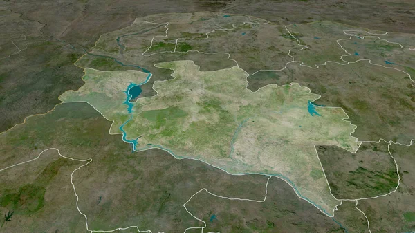 尼日尔州 尼日利亚的放大和突出 卫星图像 3D渲染 — 图库照片
