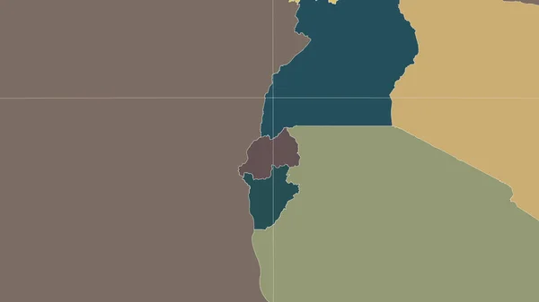 Руанда Околиці Дистанційна Перспектива Обрисів Кольорова Мапа Адміністративного Поділу — стокове фото