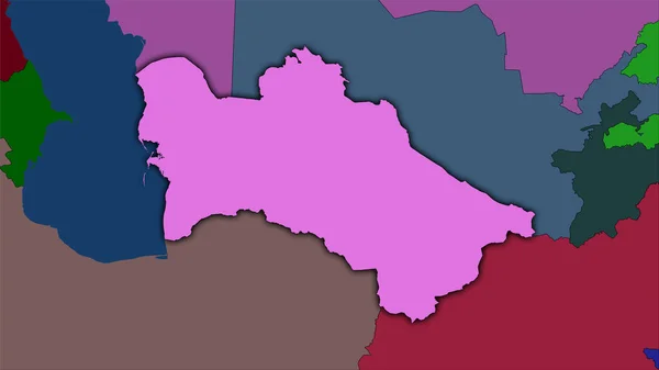 Région Turkménistan Sur Carte Des Divisions Administratives Dans Projection Stéréographique — Photo