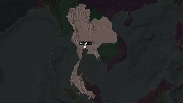 Tayland Başkent Noktası Semtinin Doyumsuz Haritasında Işaretlenmiş Bölgesi Dari Bölümün — Stok fotoğraf