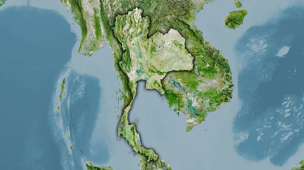 Obszar Tajlandii Satelicie Mapa Projekcji Stereograficznej Surowa Kompozycja Warstw Rastrowych — Zdjęcie stockowe