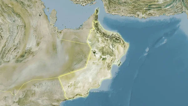 Área Omán Mapa Satélite Proyección Estereográfica Composición Cruda Capas Trama —  Fotos de Stock