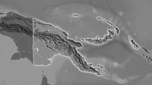 Papua Nuova Guinea Sulla Mappa Elevazione Bilivello Nella Proiezione Stereografica — Foto Stock