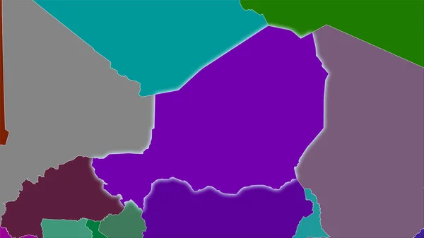 Nigerská Oblast Mapě Administrativních Divizí Stereografické Projekci Hrubé Složení Rastrových — Stock fotografie